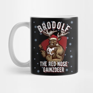 Brodolf red nose gainzdeer Christmas Bodybuilding Mug